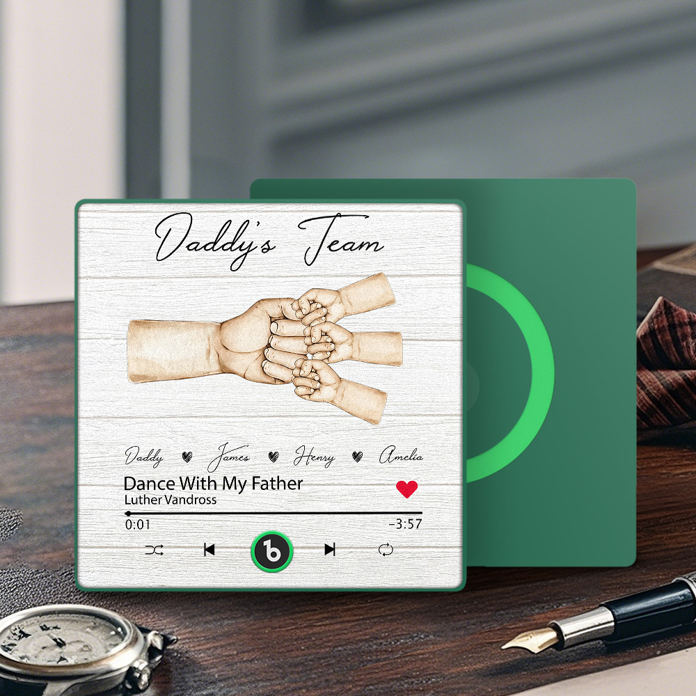 Custom Music Fridge Magnets Personalized Daddy & Kids Together We're A Team Family Song Magnets That Can Play Songs Father's Day Gift for Dad - Fridgebeatsau