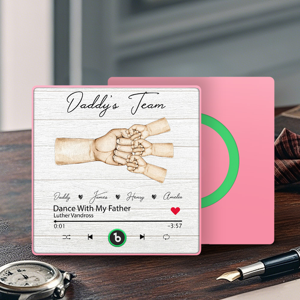 Custom Music Fridge Magnets Personalized Daddy & Kids Together We're A Team Family Song Magnets That Can Play Songs Father's Day Gift for Dad - Fridgebeatsau