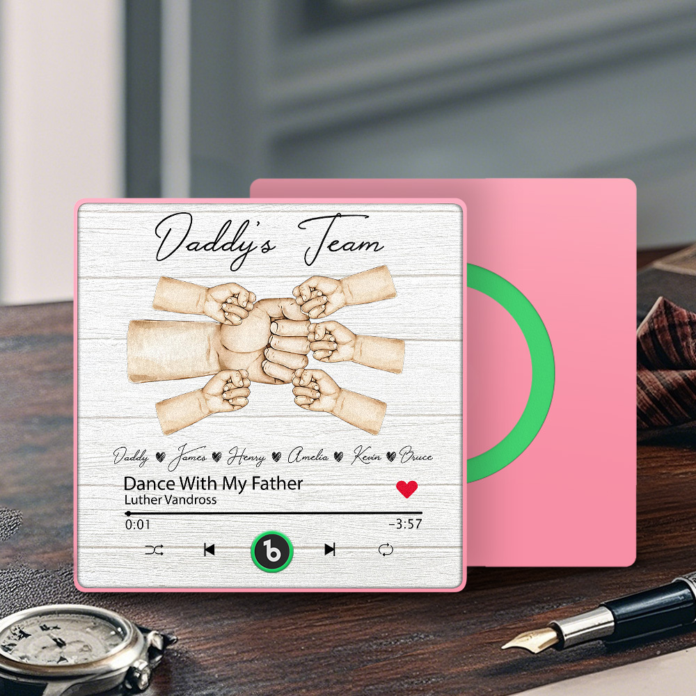 Custom Music Fridge Magnets Personalized Daddy & Kids Together We're A Team Family Song Magnets That Can Play Songs Father's Day Gift for Dad - Fridgebeatsau