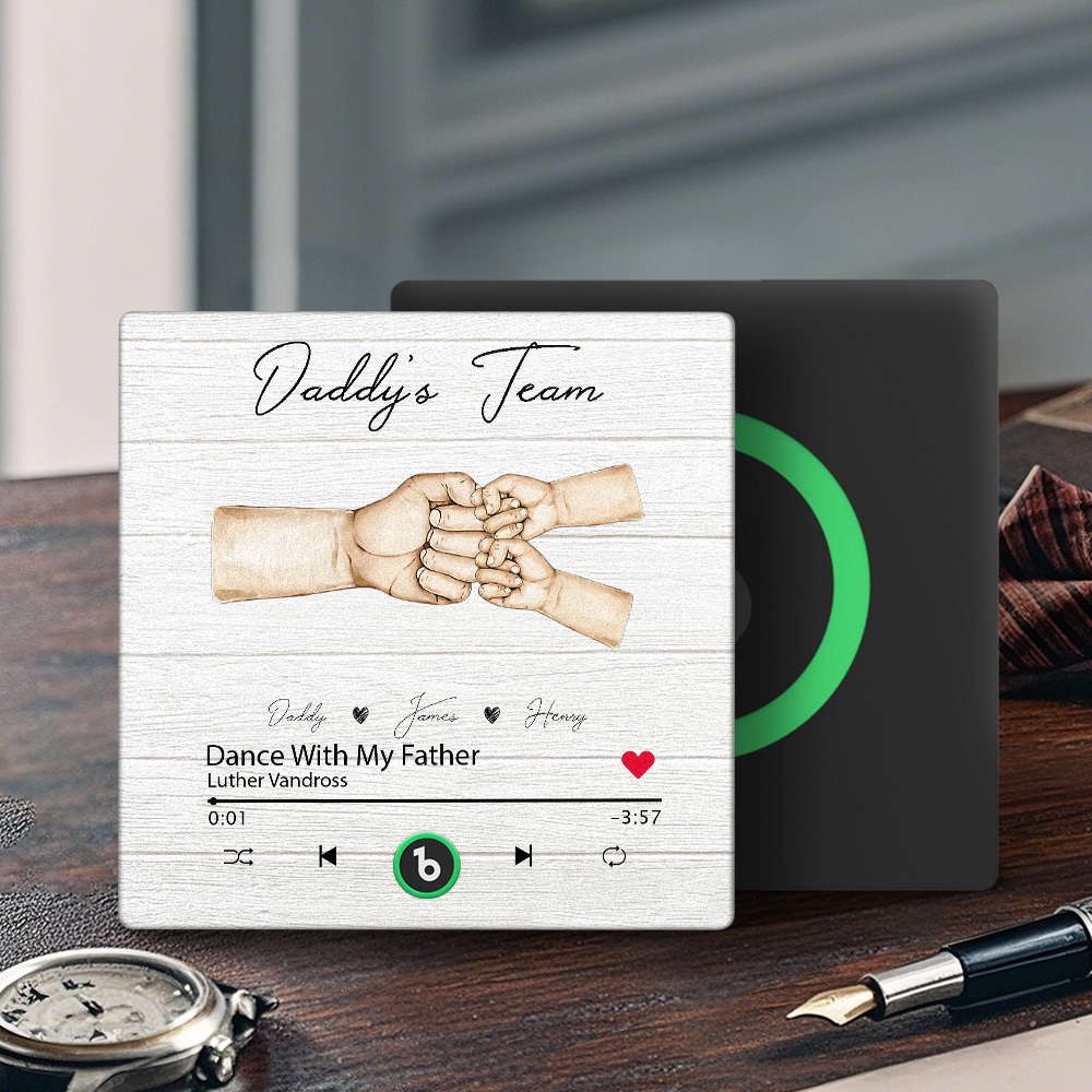 Custom Music Fridge Magnets Personalized Daddy & Kids Together We're A Team Family Song Magnets That Can Play Songs Father's Day Gift for Dad - Fridgebeatsau