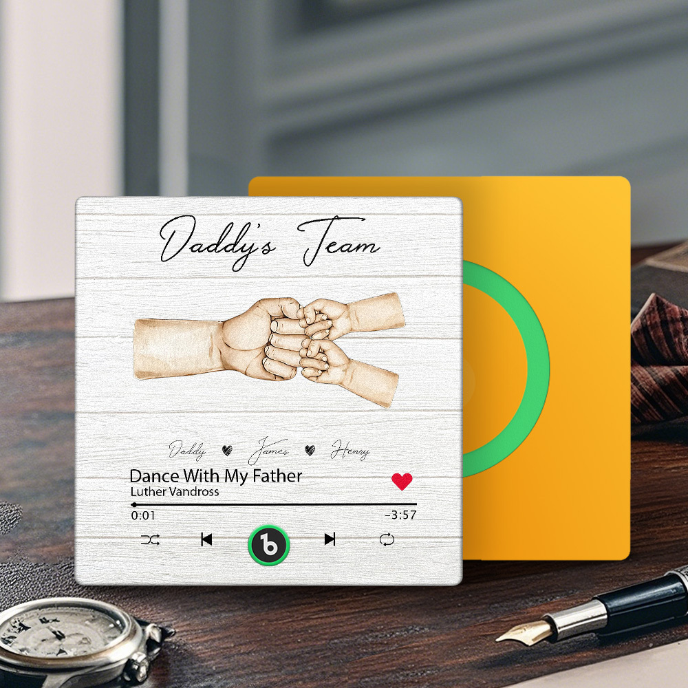 Custom Music Fridge Magnets Personalized Daddy & Kids Together We're A Team Family Song Magnets That Can Play Songs Father's Day Gift for Dad - Fridgebeatsau