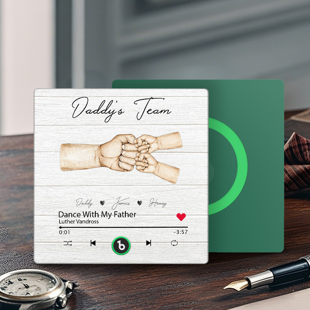 Custom Music Fridge Magnets Personalized Daddy & Kids Together We're A Team Family Song Magnets That Can Play Songs Father's Day Gift for Dad - Fridgebeatsau