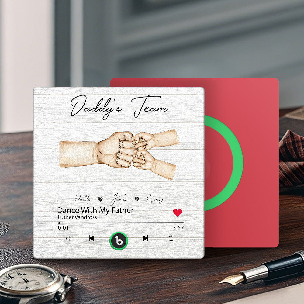 Custom Music Fridge Magnets Personalized Daddy & Kids Together We're A Team Family Song Magnets That Can Play Songs Father's Day Gift for Dad - Fridgebeatsau