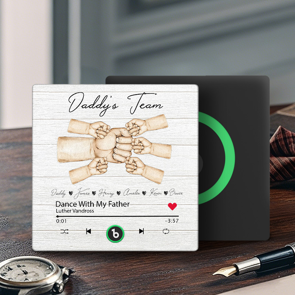 Custom Music Fridge Magnets Personalized Daddy & Kids Together We're A Team Family Song Magnets That Can Play Songs Father's Day Gift for Dad - Fridgebeatsau