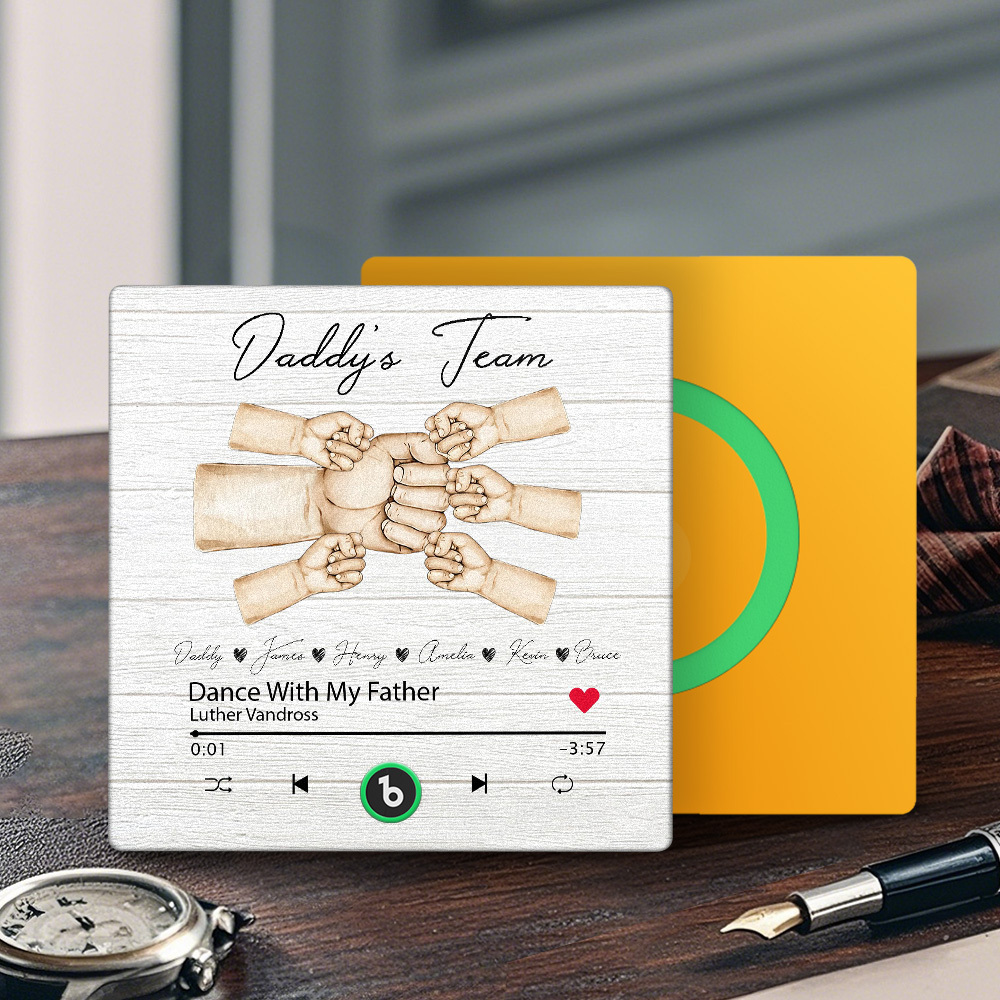 Custom Music Fridge Magnets Personalized Daddy & Kids Together We're A Team Family Song Magnets That Can Play Songs Father's Day Gift for Dad - Fridgebeatsau