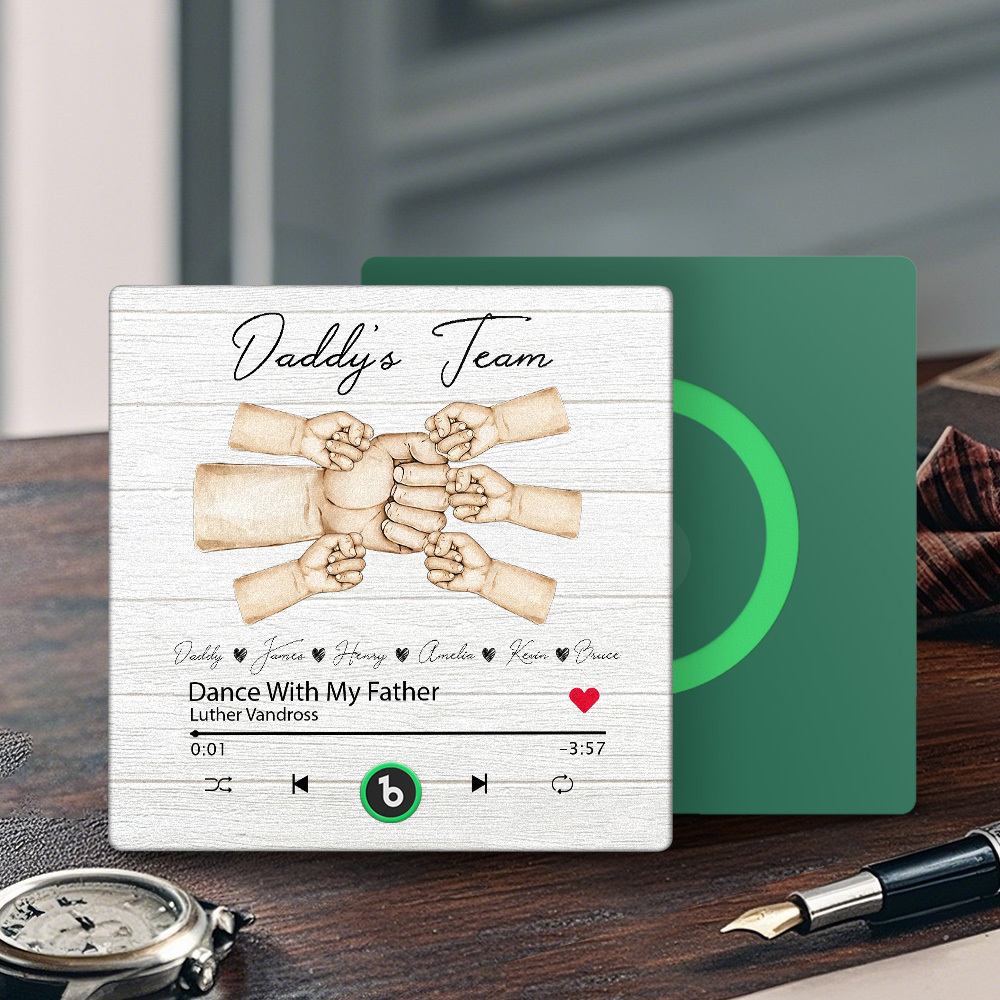 Custom Music Fridge Magnets Personalized Daddy & Kids Together We're A Team Family Song Magnets That Can Play Songs Father's Day Gift for Dad - Fridgebeatsau