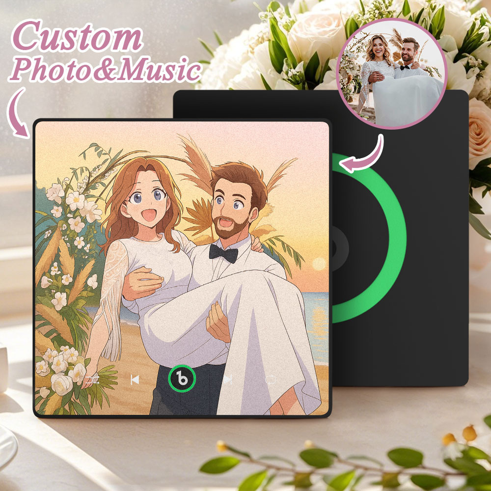Custom Music Fridge Magnet Personalized Photo Various Cartoon Style Song Magnet That Can Play Songs Wedding Gifts Anniversary Gifts for Couple - Fridgebeatsau