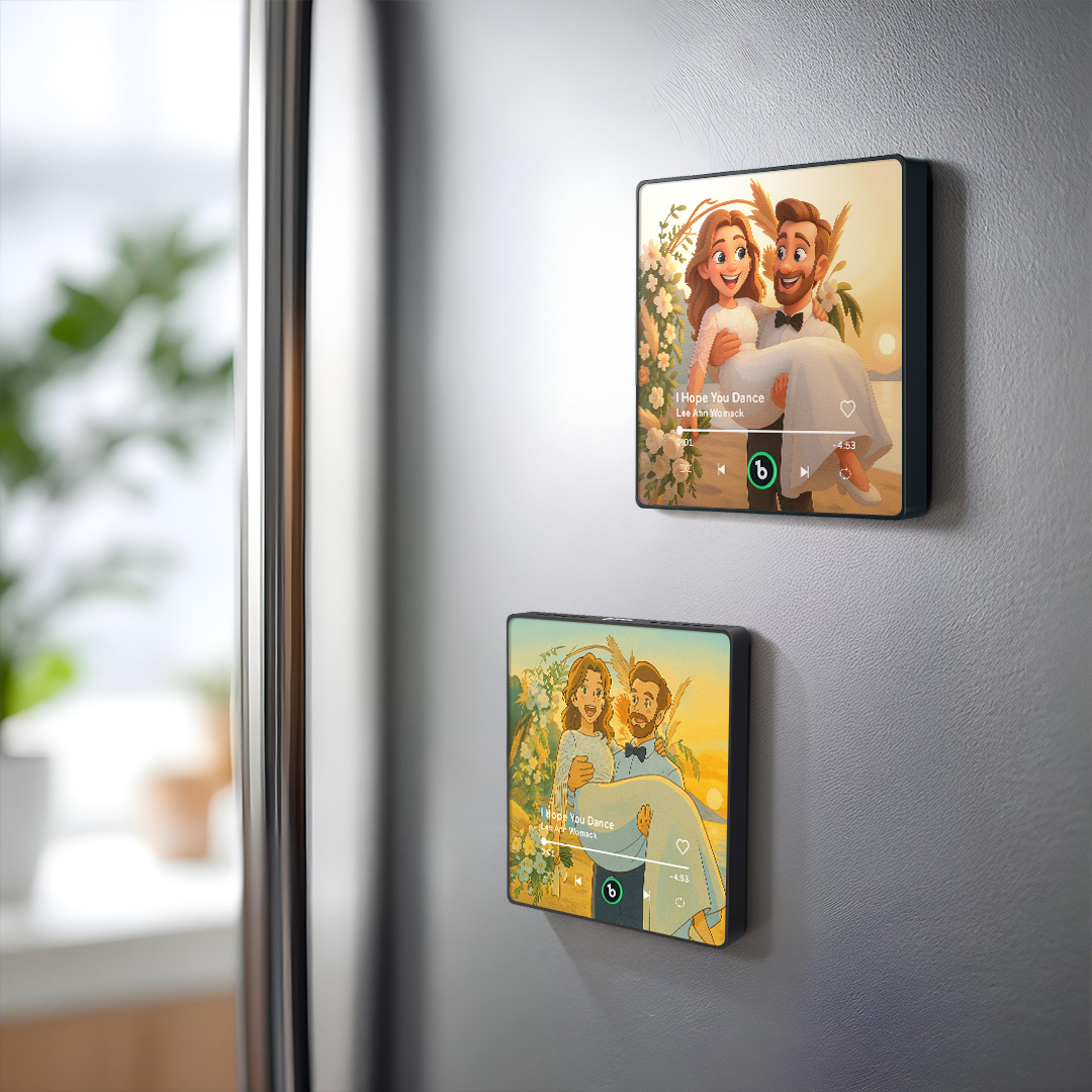 Custom Music Fridge Magnet Personalized Photo Various Cartoon Style Song Fridge Magnet That Can Play Songs Wedding Gifts Anniversary Gifts for Couple