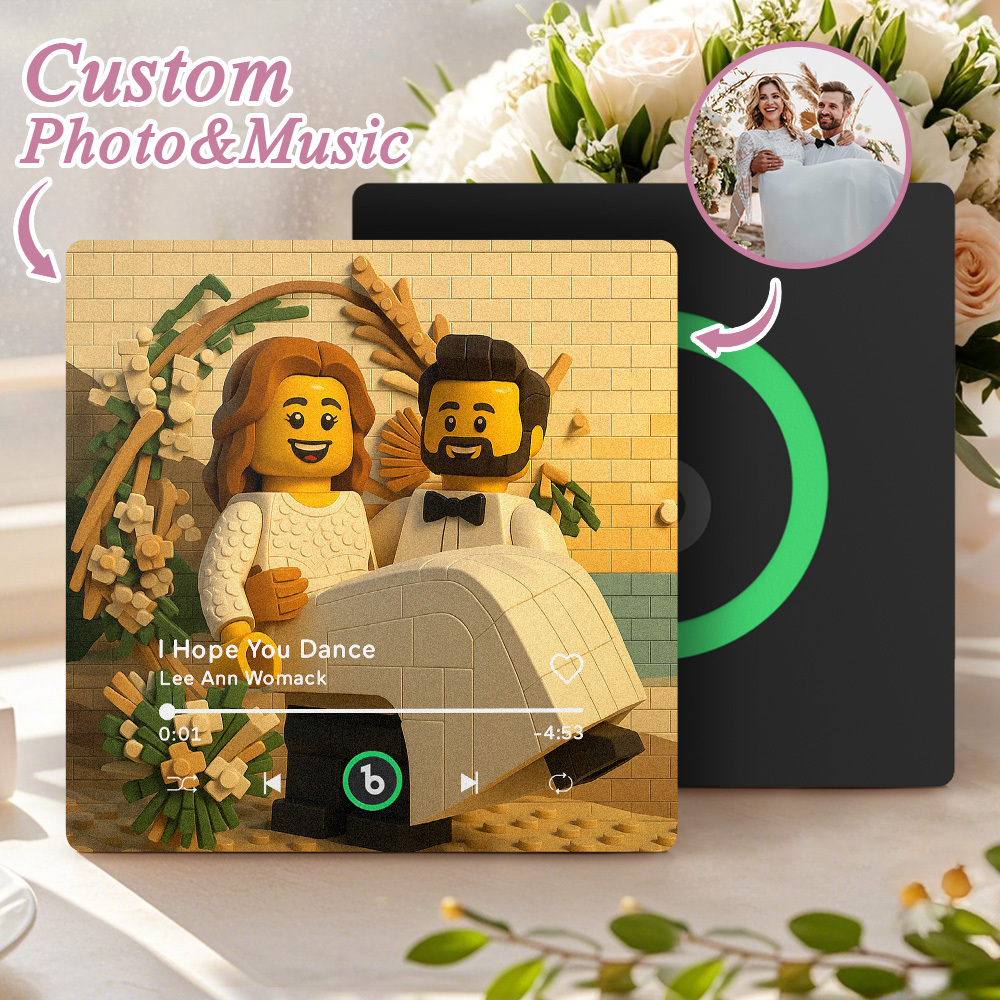 Custom Music Fridge Magnet Personalized Photo Various Cartoon Style Song Fridge Magnet That Can Play Songs Wedding Gifts Anniversary Gifts for Couple - Fridgebeatsau