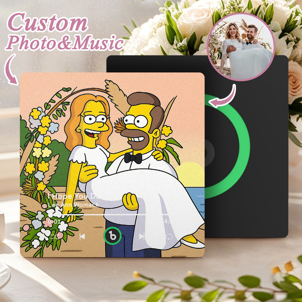 Custom Music Fridge Magnet Personalized Photo Various Cartoon Style Song Fridge Magnet That Can Play Songs Wedding Gifts Anniversary Gifts for Couple - Fridgebeatsau