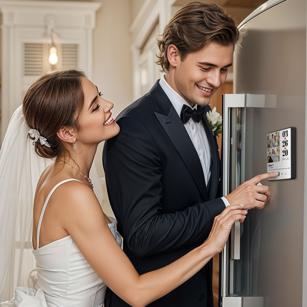 Custom Music Fridge Magnet Personalized 2 Photos Song Magnet That Can Play Songs Wedding Gifts Anniversary Gifts for Couple