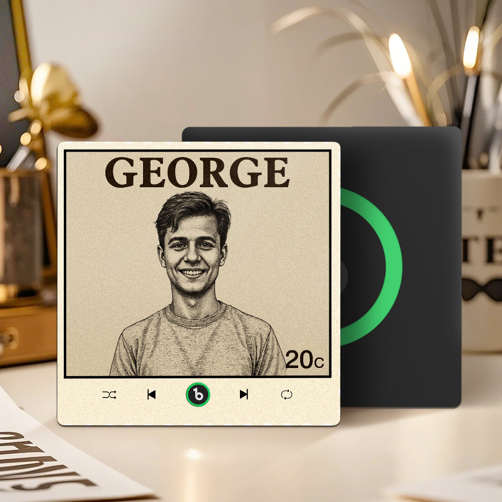 Custom Portrait Vintage Stamp Music Fridge Magnet Personalized Photo Name Postage Stamp Music Fridge Magnet That Can Play Song Gifts for Him - Fridgebeatsau