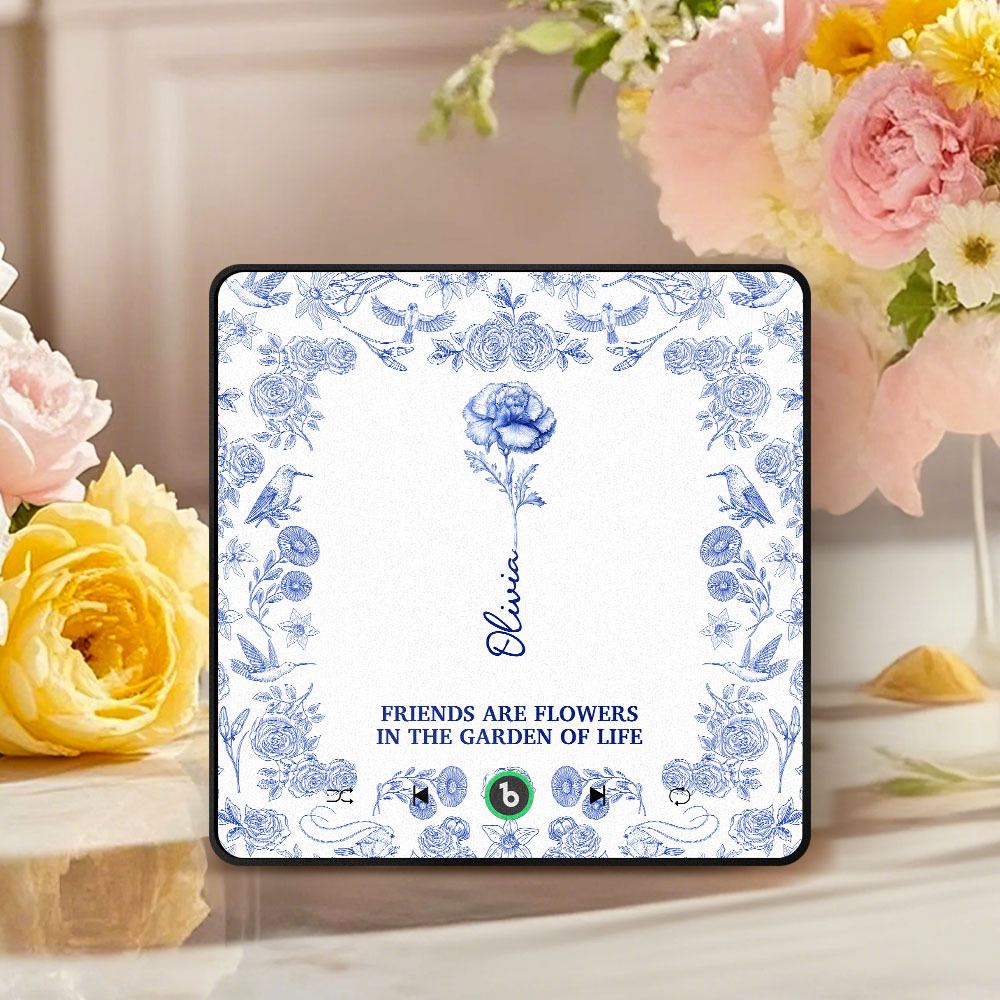 Toile De Jouy Birth Flower Grow An Old Friend Personalized Music Fridge Magnet That Can Play Song Without Cellphone Gift for Grandma for Mama - Fridgebeatsau