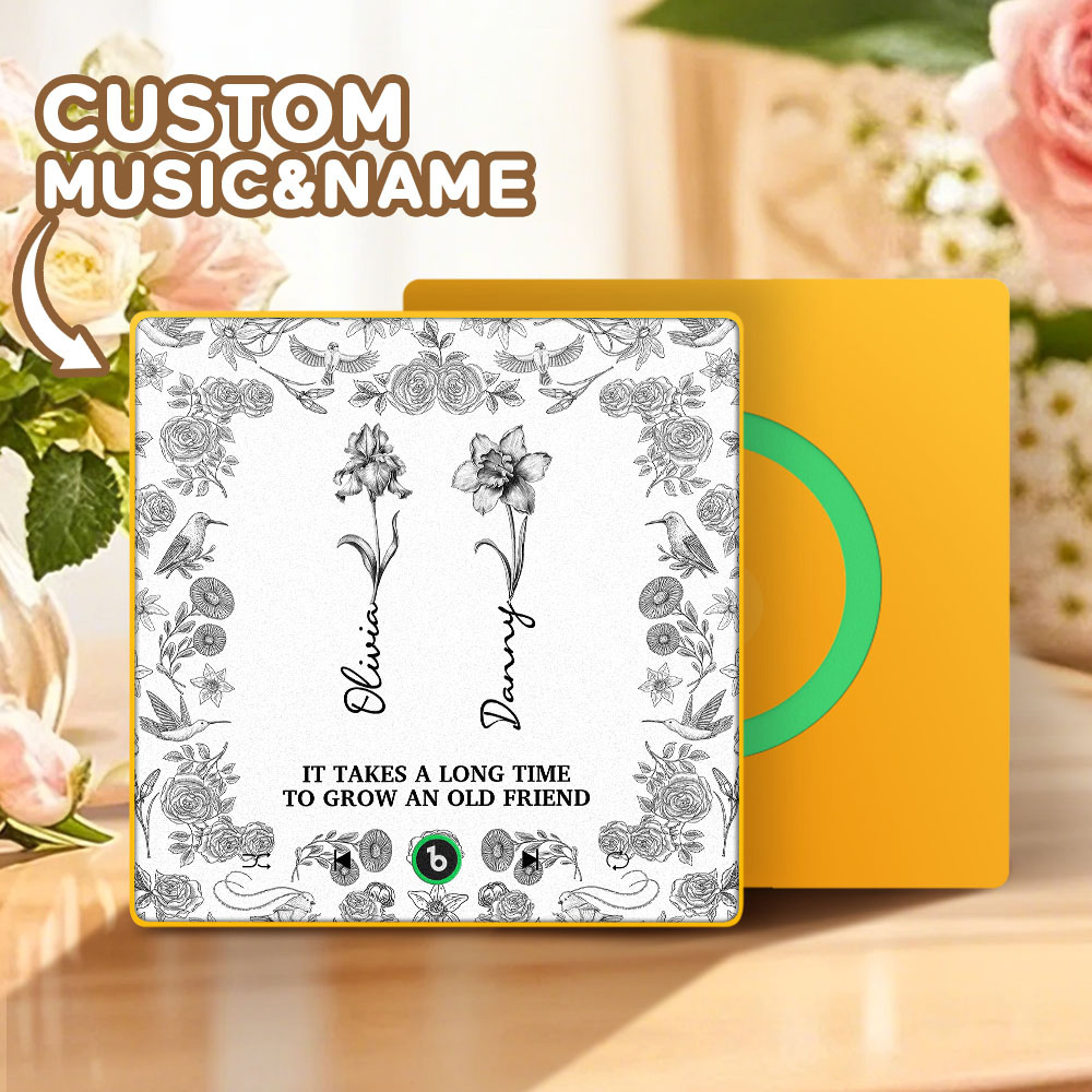 Toile De Jouy Birth Flower Grow An Old Friend Personalized Music Fridge Magnet That Can Play Song Without Cellphone Gift for Grandma for Mama - Fridgebeatsau