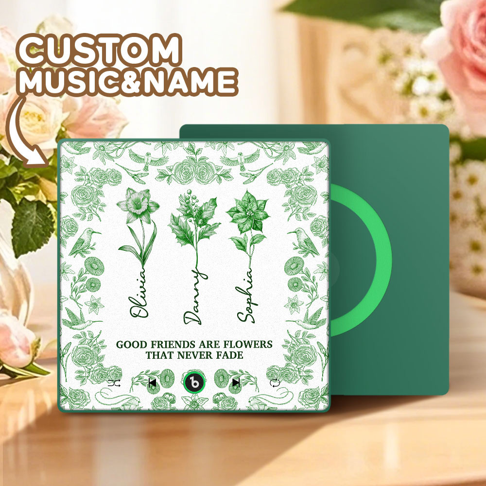 Toile De Jouy Birth Flower Grow An Old Friend Personalized Music Fridge Magnet That Can Play Song Without Cellphone Gift for Grandma for Mama - Fridgebeatsau