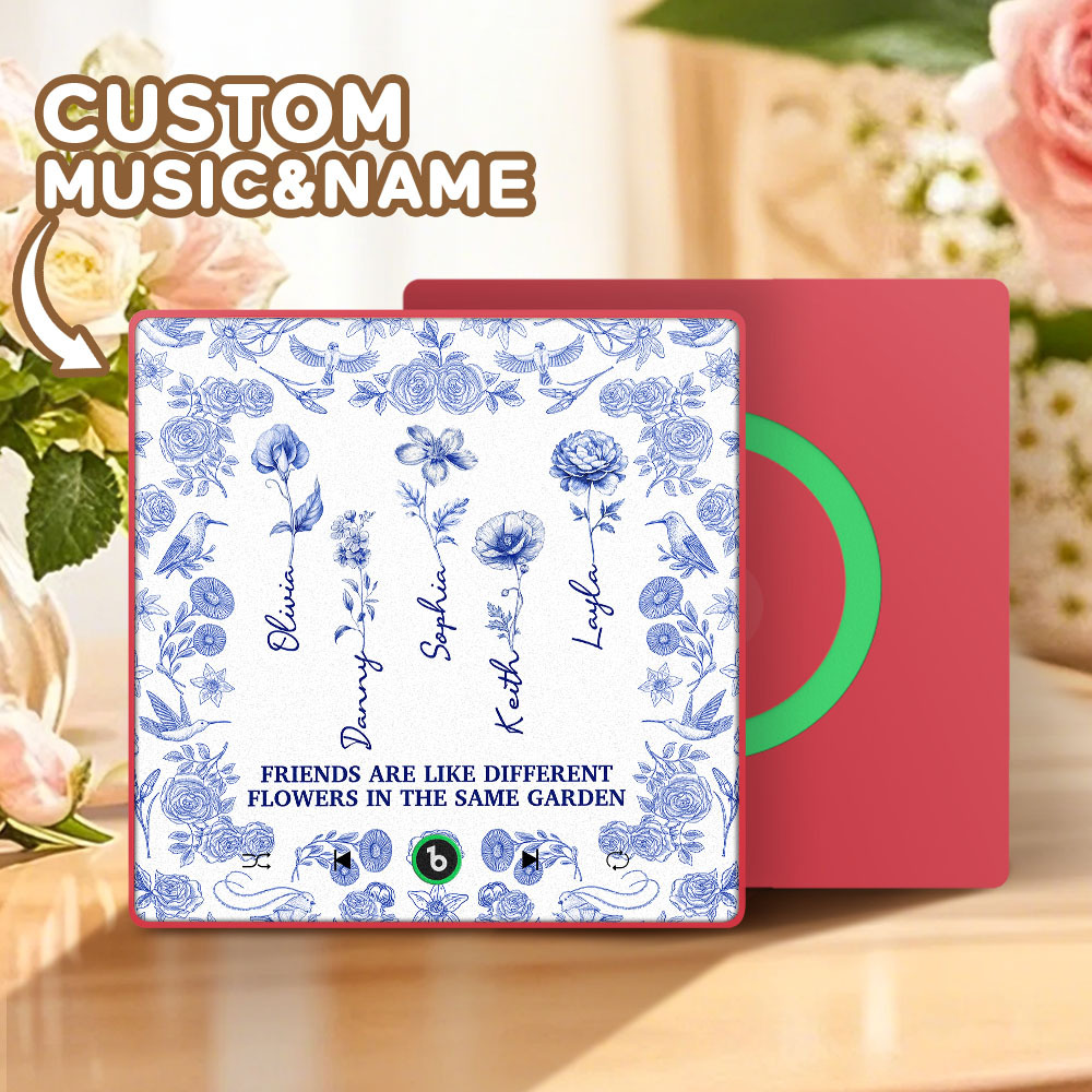 Toile De Jouy Birth Flower Grow An Old Friend Personalized Music Fridge Magnet That Can Play Song Without Cellphone Gift for Grandma for Mama - Fridgebeatsau