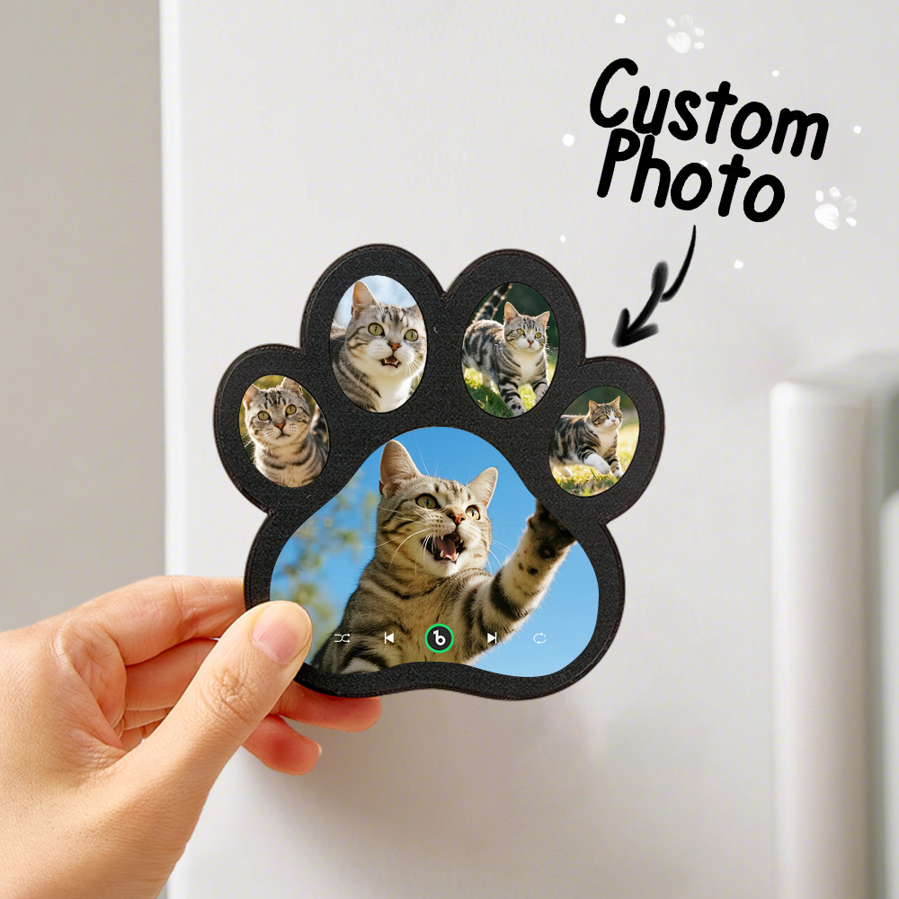 Custom Music Fridge Magnet Personalized Paw Print Song Magnets That Can Play Music Anniversary Gifts Memorial Gifts for Pet Lovers - Fridgebeatsau
