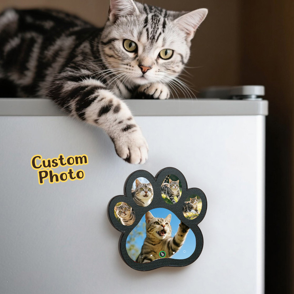 Custom Music Fridge Magnet Personalized Paw Print Song Magnets That Can Play Music Anniversary Gifts Memorial Gifts for Pet Lovers - Fridgebeatsau