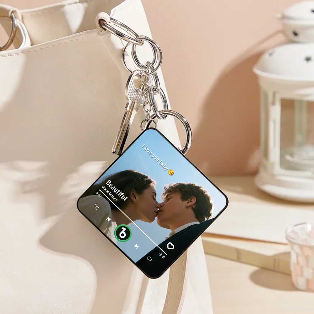 Custom Music Gift Mini Fridge Magnet Keychain Custom Photo Music Box Play Song Valentine Gift For Her Photo Music Magnet Keychain Halloween Gifts for Her - Fridgebeatsau