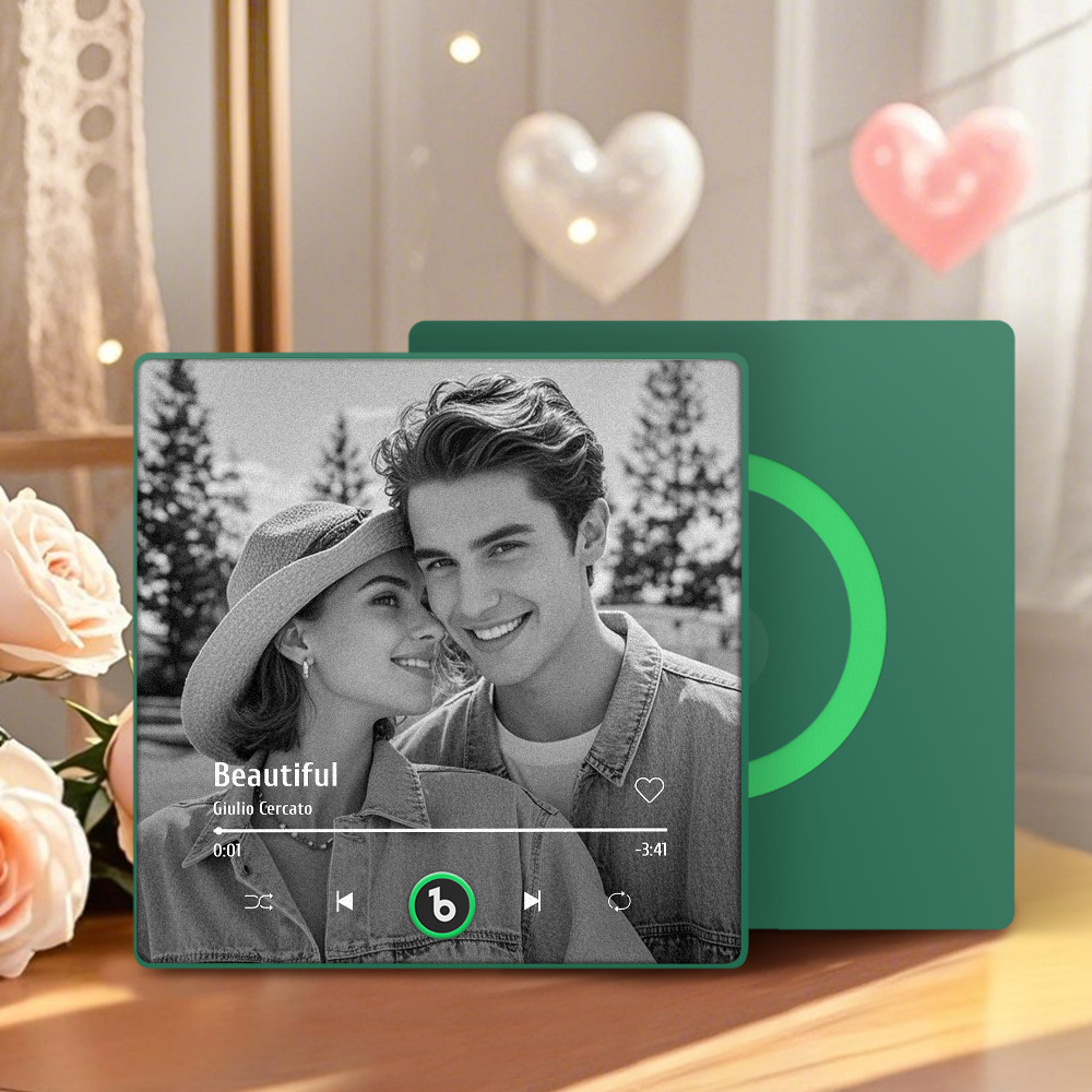 Custom Music Photo Fridge Magnet Personalized  Black & White Photo Music Fridge Magnet That Can Play Music Without Cellphone Supports Bluetooth Connectivity Wedding Gift for Her - Fridgebeatsau