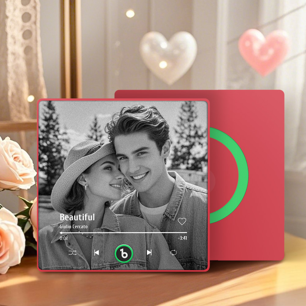 Custom Music Photo Fridge Magnet Personalized  Black & White Photo Music Fridge Magnet That Can Play Music Without Cellphone Supports Bluetooth Connectivity Wedding Gift for Her - Fridgebeatsau