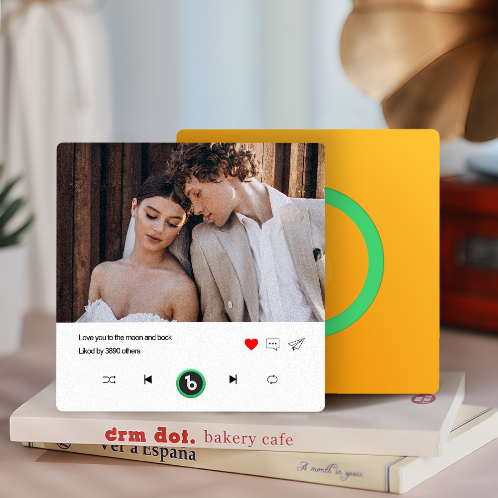 Custom Photo and Text Music Fridge Magnet with Colorful Frame Music Wall Photo Sticker Music Movement That Can Be Played - Fridgebeatsau