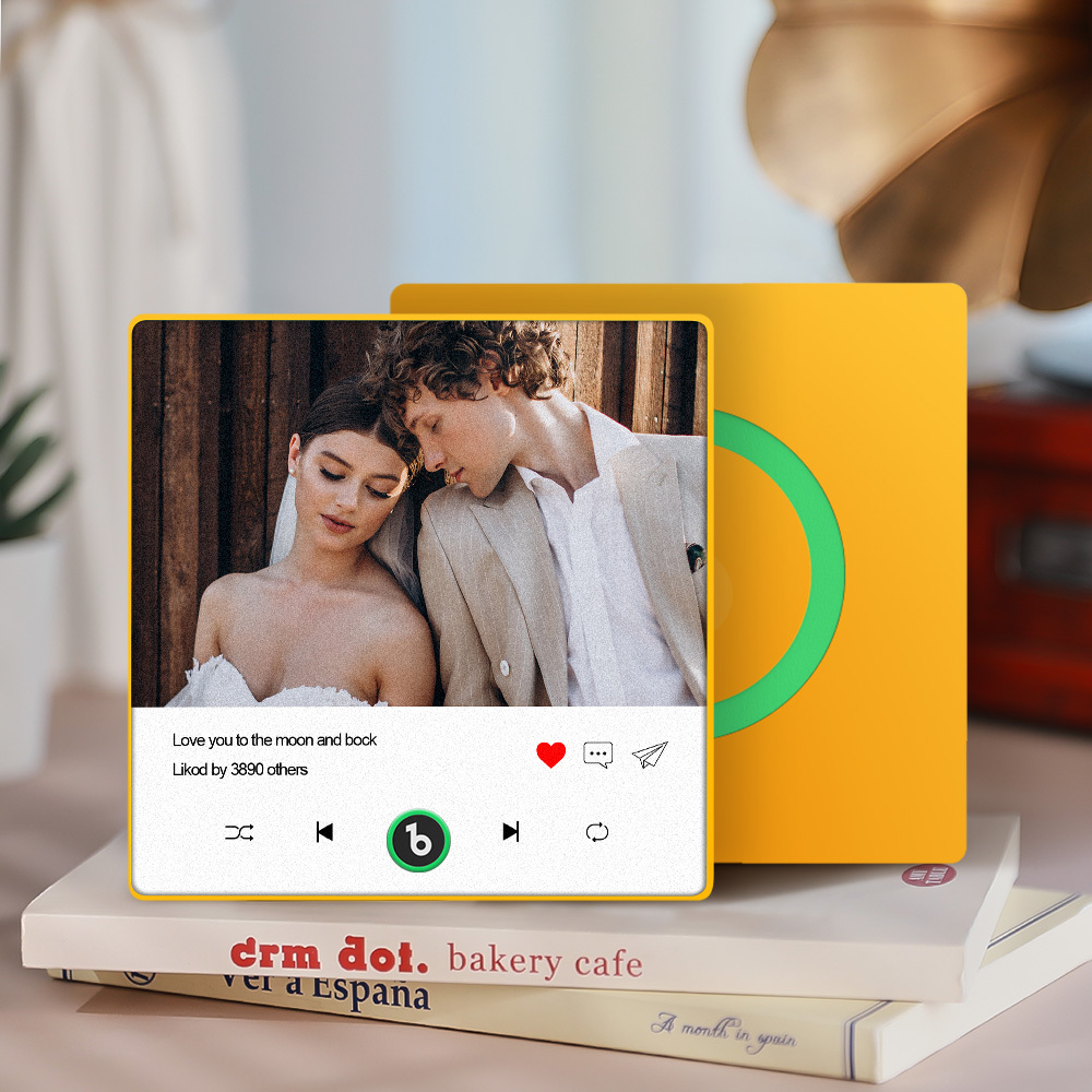 Custom Photo and Text Music Fridge Magnet with Colorful Frame Music Wall Photo Sticker Music Movement That Can Be Played - Fridgebeatsau