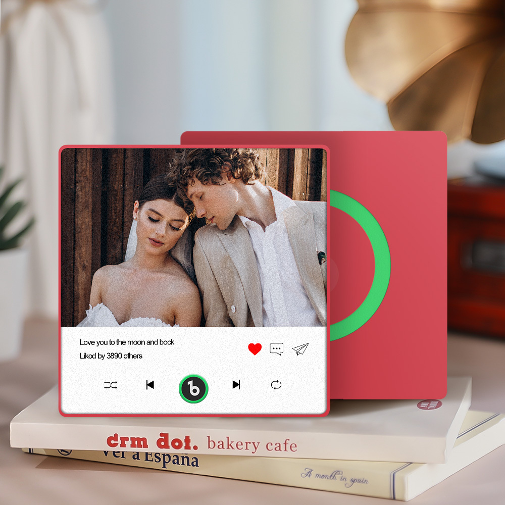 Custom Photo and Text Music Fridge Magnet with Colorful Frame Music Wall Photo Sticker Music Movement That Can Be Played - Fridgebeatsau