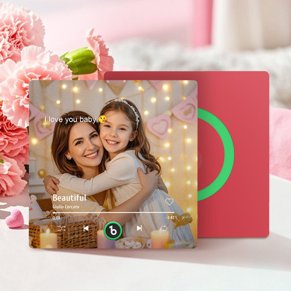 Custom Music Gift Fridge Magnet Custom Photo Music Box Music Box Play Song Photo Music Magnet Mother's Day Gift - Fridgebeatsau