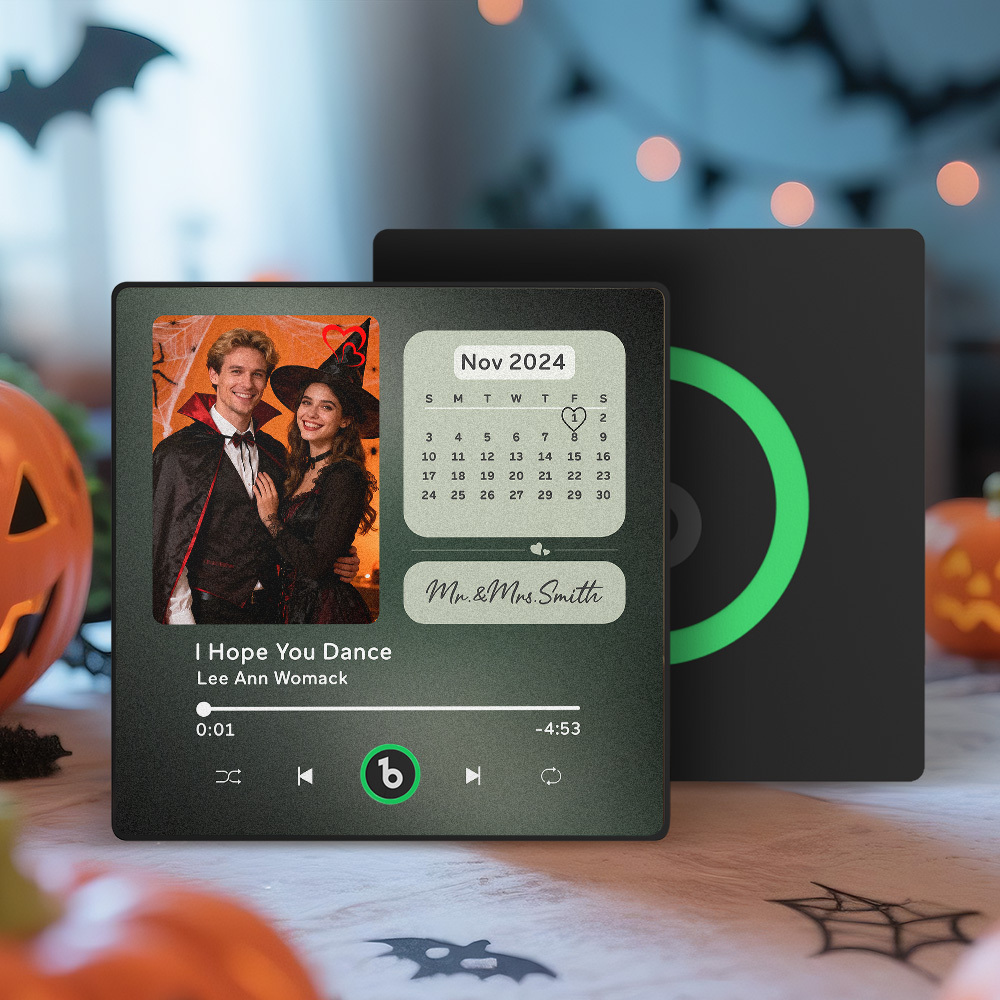 Custom Music Fridge Magnet Personalized Photo Calendar Fridge Magnet With Music That Can Play Song Calendar Gifts Halloween Gifts for Couple - Fridgebeatsau