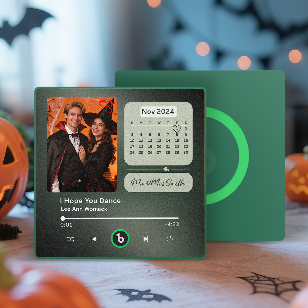 Custom Music Fridge Magnet Personalized Photo Calendar Fridge Magnet With Music That Can Play Song Calendar Gifts Halloween Gifts for Couple - Fridgebeatsau