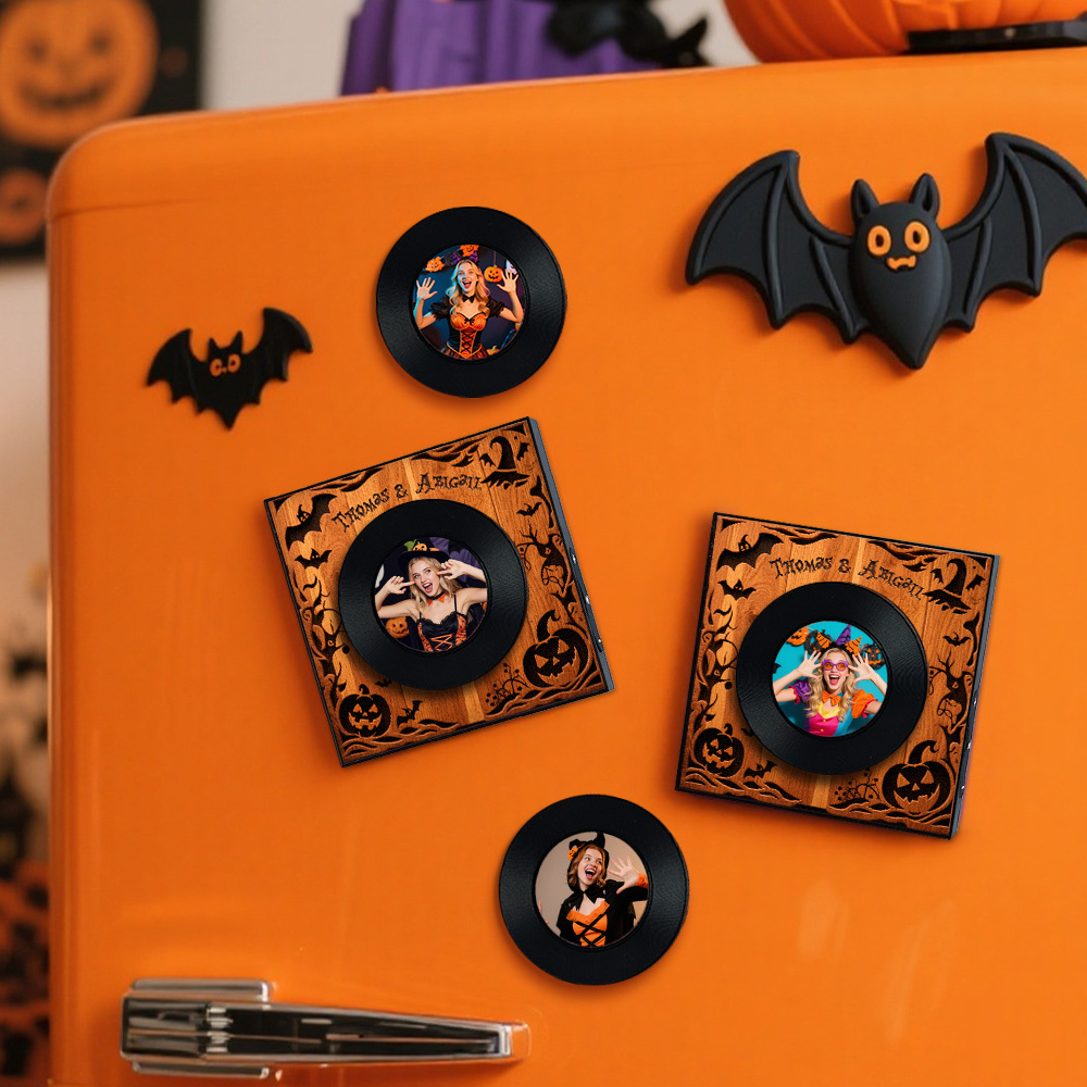 Personalized Music Fridge Magnet Custom Music & Photo Fridge Magnet Vintage Photo Song That Can Play Music Halloween Gifts for Her - Fridgebeatsau