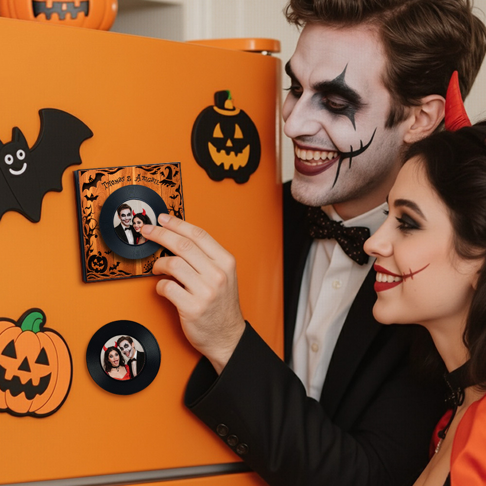 Personalized Music Fridge Magnet Custom Music & Photo Fridge Magnet Vintage Photo Song That Can Play Music Halloween Gifts for Her - Fridgebeatsau
