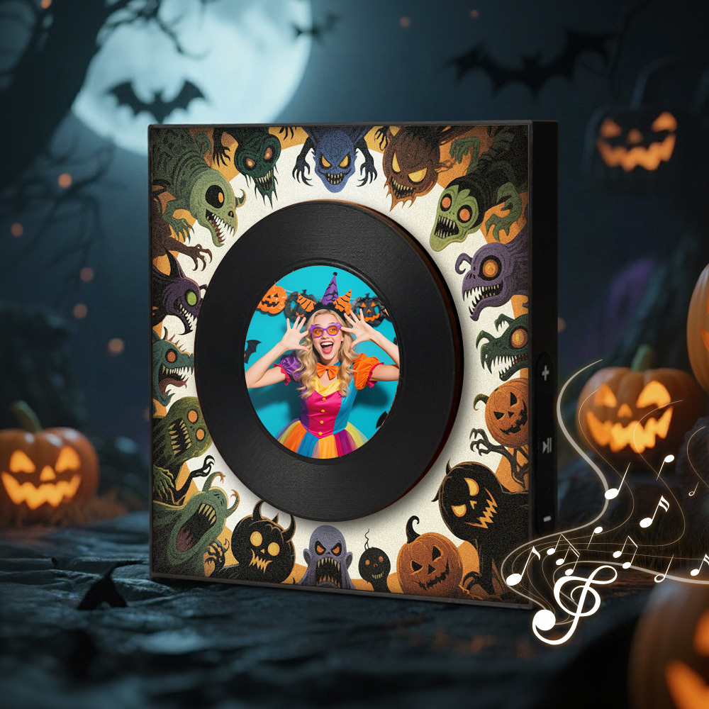 Personalized Halloween Music Fridge Magnet Custom Music & Photo Fridge Magnet Vintage Photo Song That Can Play Music Halloween Gifts for Her - Fridgebeatsau