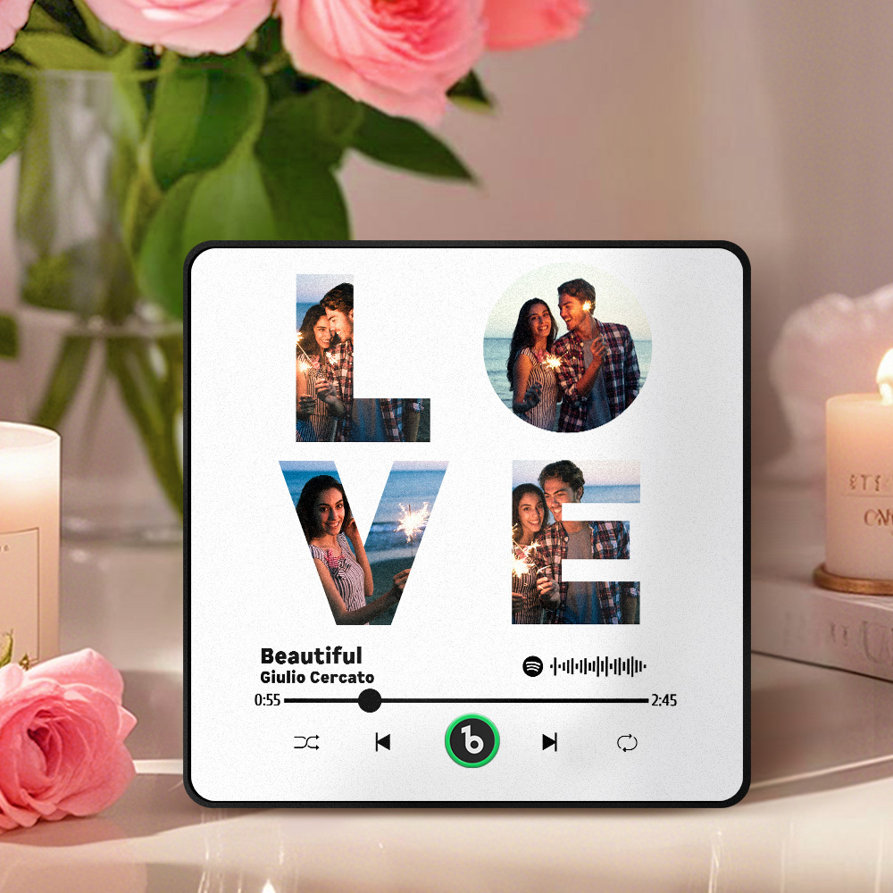 Custom Music Fridge Magnet Personalized Picture Music Fridge Magnet LOVE Photo Refrigerator Magnet Romantic Present for Valentine's Day - Fridgebeatsau