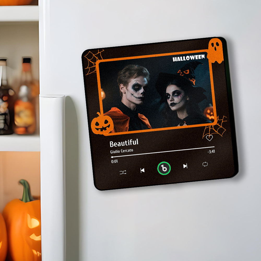 Custom Music Fridge Magnet Custom Colorful Frame Album Fridge Magnet Music Wall Photo Sticker Song Magnets That Can Play Music Halloween Gifts - Fridgebeatsau