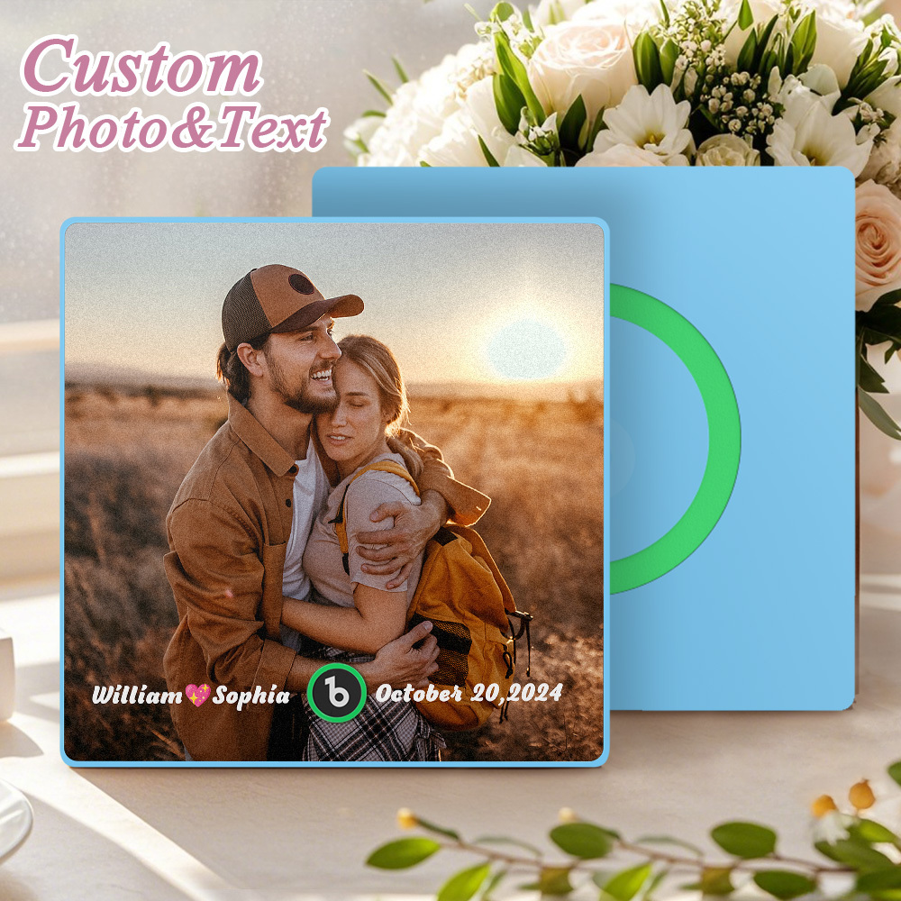 Custom Music Fridge Magnet Personalized Name & Date Fridge Magnet Music Wall Photo Sticker Song Magnets That Can Play Music Anniversary Gifts - Fridgebeatsau