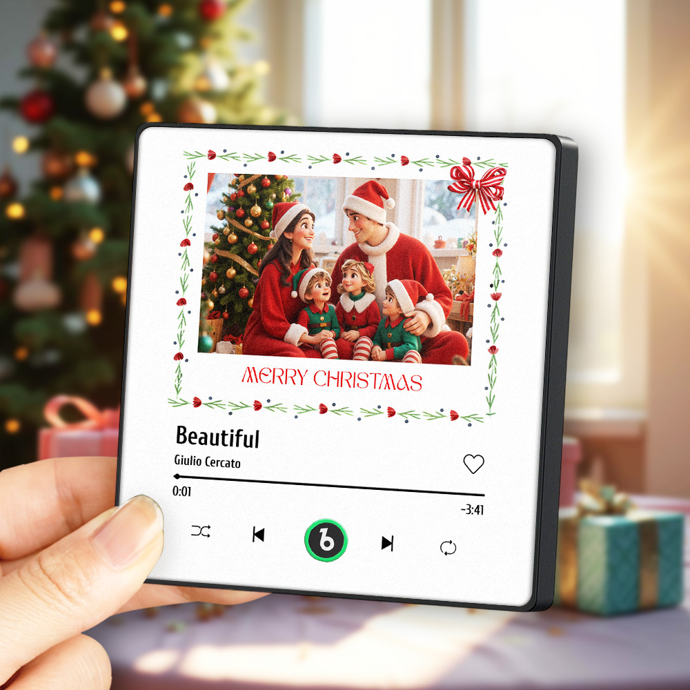 Custom Music Fridge Magnet Colorful Frame Photo and Text Fridge Magnet Gift for Christmas - Fridgebeatsau