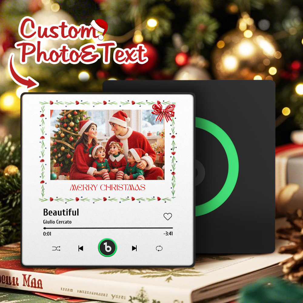 Custom Music Fridge Magnet Colorful Frame Photo and Text Fridge Magnet Gift for Christmas - Fridgebeatsau