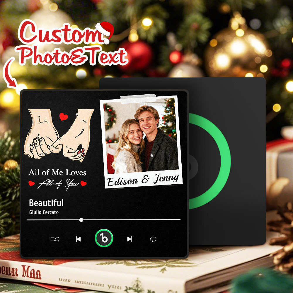 Personalized Picture Music Fridge Magnet Best Gift for Couple "All Of Me Loves All Of You" Christmas Gifts - Fridgebeatsau