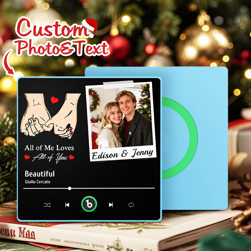 Personalized Picture Music Fridge Magnet Best Gift for Couple "All Of Me Loves All Of You" Christmas Gifts - Fridgebeatsau