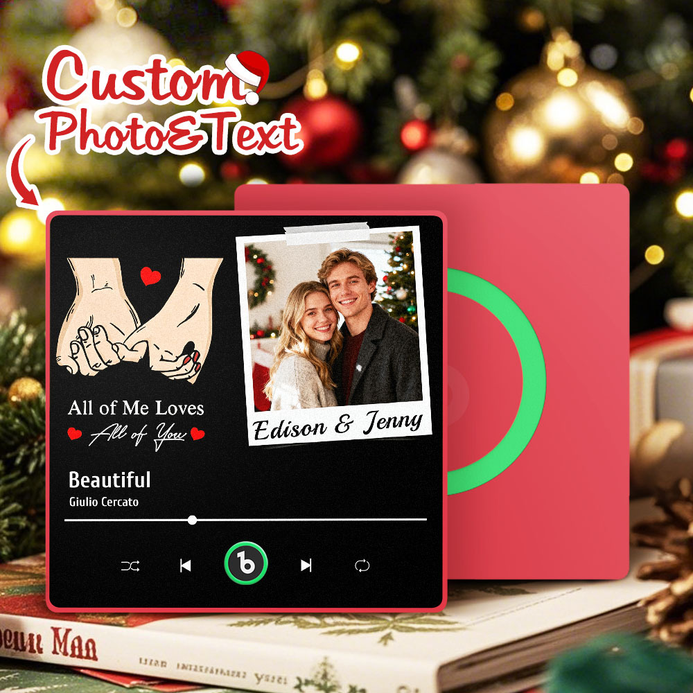 Personalized Picture Music Fridge Magnet Best Gift for Couple "All Of Me Loves All Of You" Christmas Gifts - Fridgebeatsau