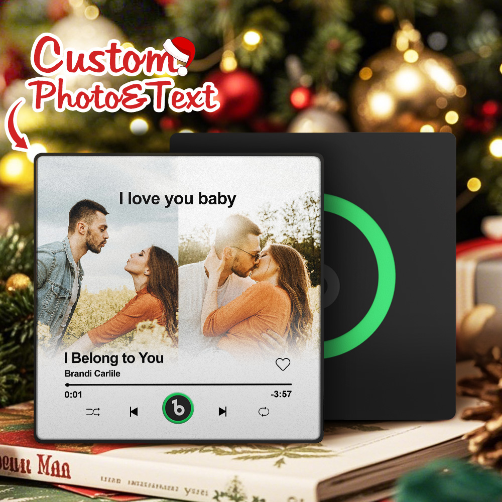 Custom Music Fridge Magnet Personalized 2 Photos Song Magnet Anniversary Gift for Lover