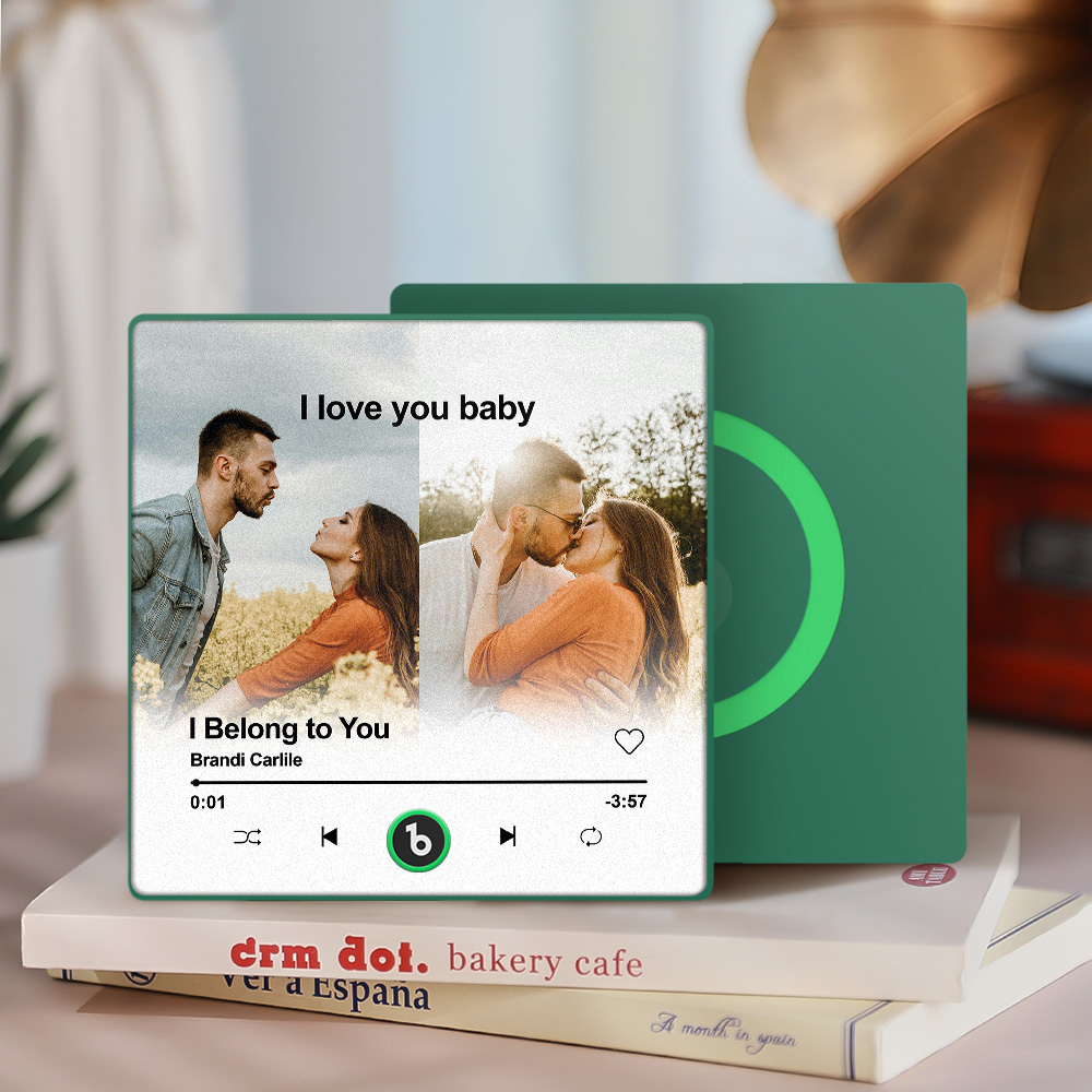 Custom Music Fridge Magnet Personalized 2 Photos Song Magnet Valentine's Day Anniversary Gift for Lover - Fridgebeatsau