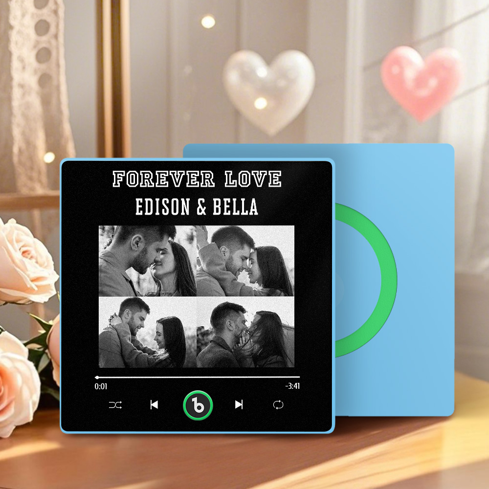 Custom Music Fridge Magnet Personalized 4 Photos Song Magnet Valentine's Day Gift Anniversary Gift for Lover - Fridgebeatsau