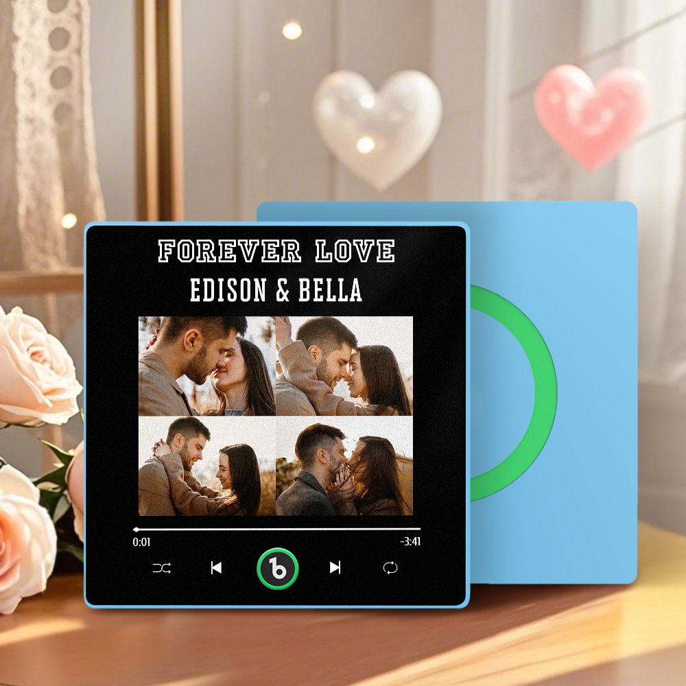 Custom Music Fridge Magnet Personalized 4 Photos Song Magnet Valentine's Day Gift Anniversary Gift for Lover - Fridgebeatsau