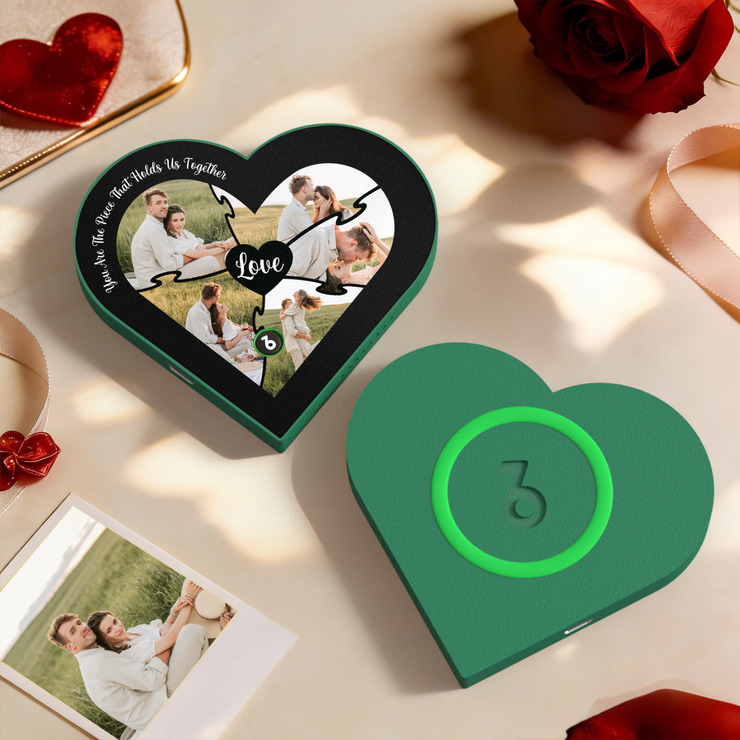 Custom Heart-Shaped Music Photo Fridge Magnet Romantic Gift for Couples Valentine's Day Gifts - Fridgebeatsau