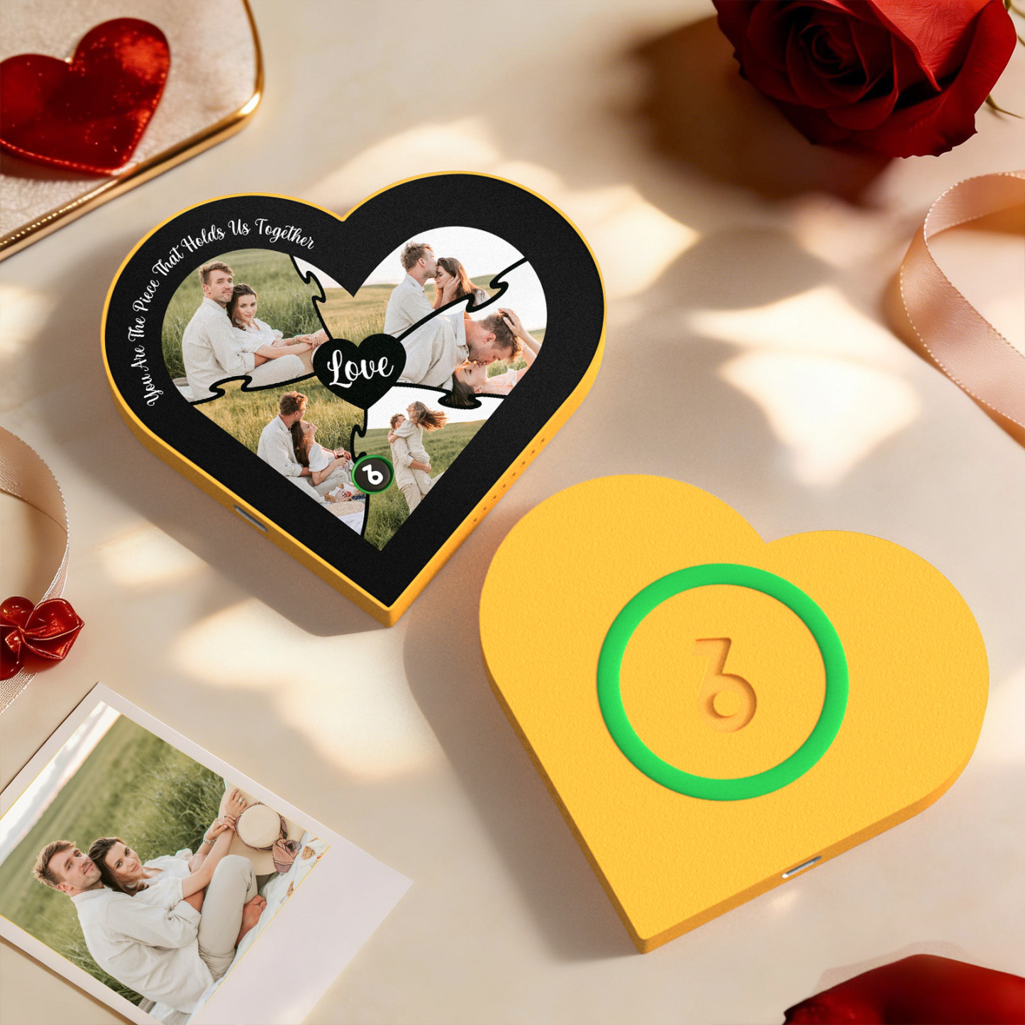 Custom Heart-Shaped Music Photo Fridge Magnet Romantic Gift for Couples Valentine's Day Gifts - Fridgebeatsau