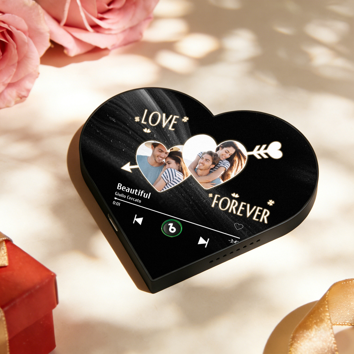 Custom Heart-Shaped Music Photo Fridge Magnet Romantic Gift for Couples Valentine's Day Gifts - Fridgebeatsau