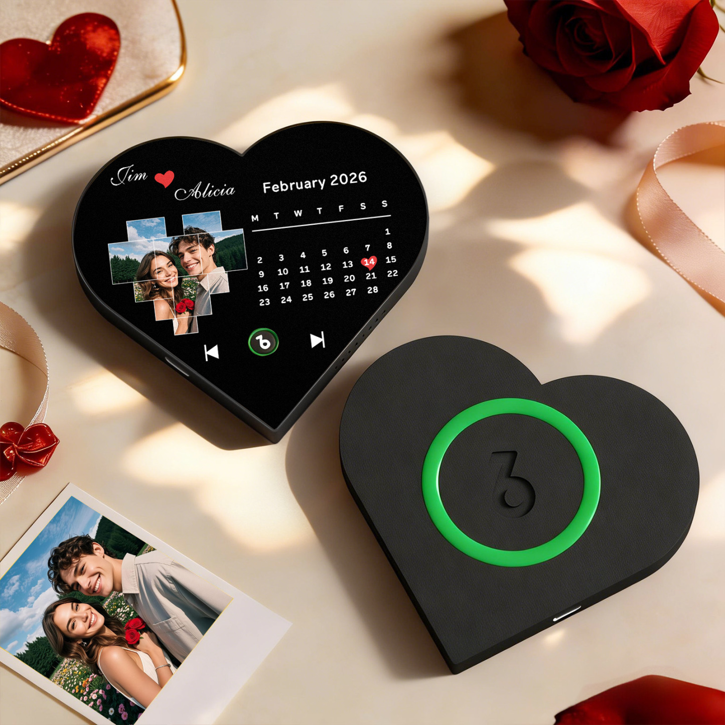 Custom Heart-Shaped Music Photo Fridge Magnet Romantic Gift for Couples Valentine's Day Gifts - Fridgebeatsau